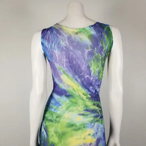 Komarov Purple Blue Green Sheer Dress Sz XL Item #9517 - Picture 6 of 14